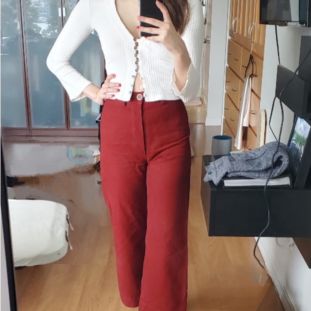 Red size 2 Cloak & Dagger red cropped wide leg pants